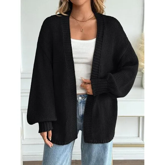 Women Oversized Knit Cardigan Sweater Open Front Long Sleeve Casual - Picture 2 of 6